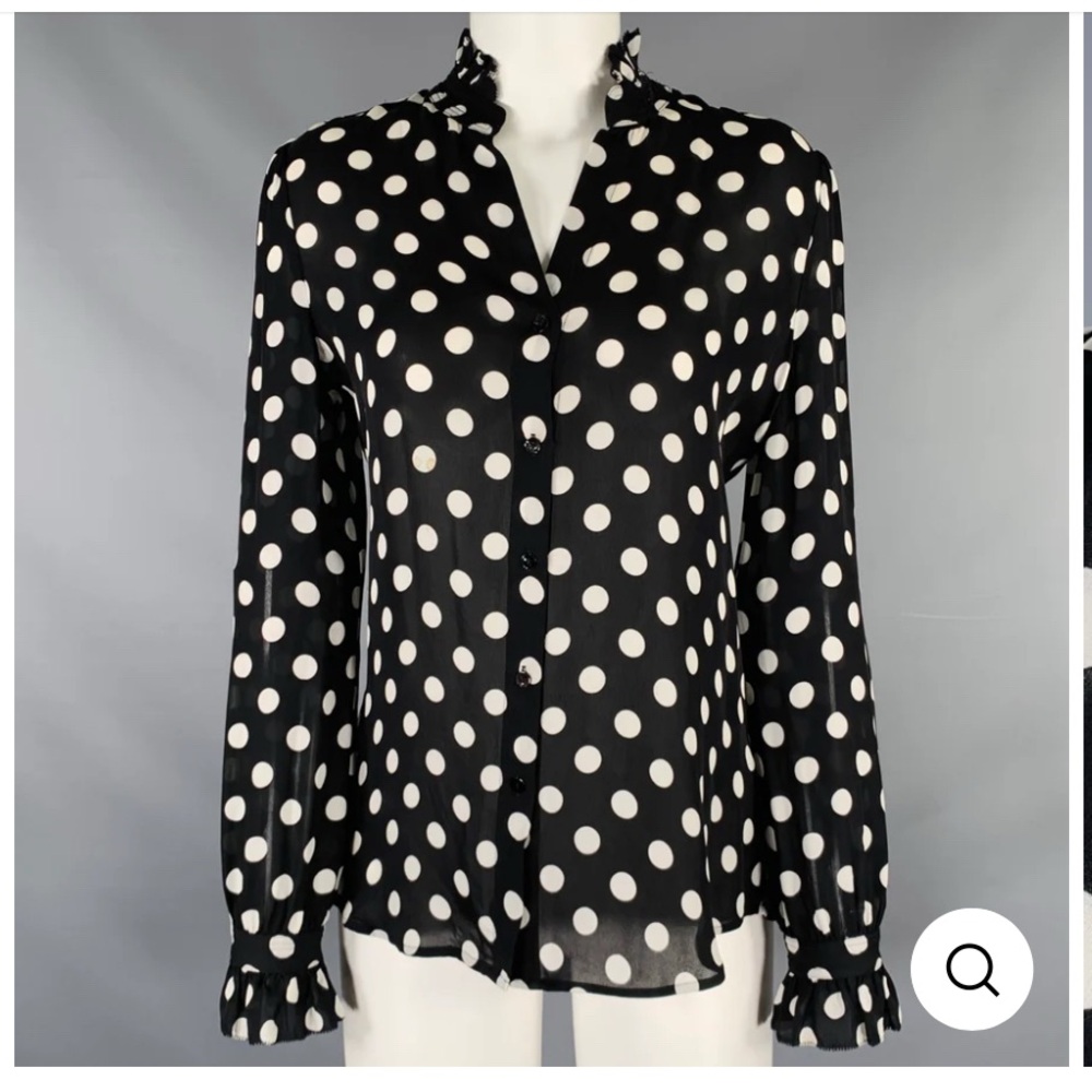 L'AGENCE Black and White Polka Dot Blouse